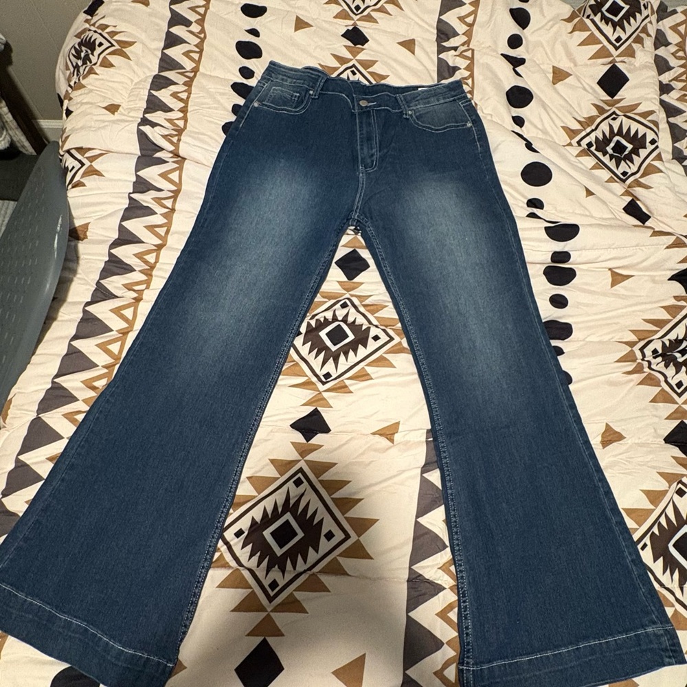 SHEIN Indigo Wide Leg Jeans